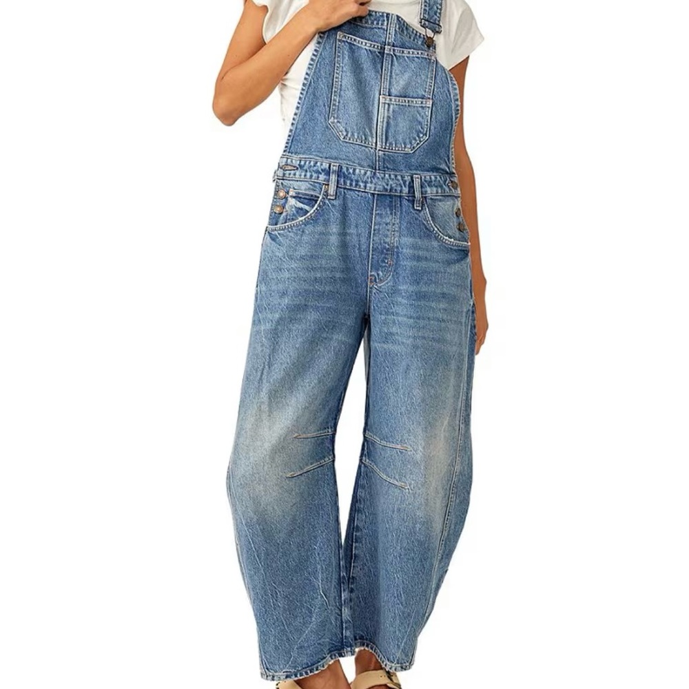 Free People Women's Denim Blue Overalls
